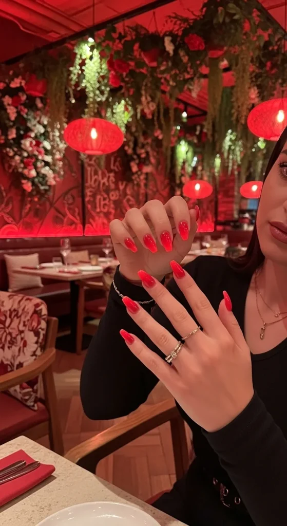 Gradient Red Glow Nails