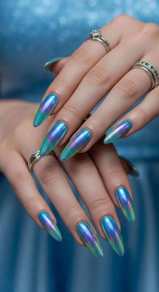 Holographic Glow Nails