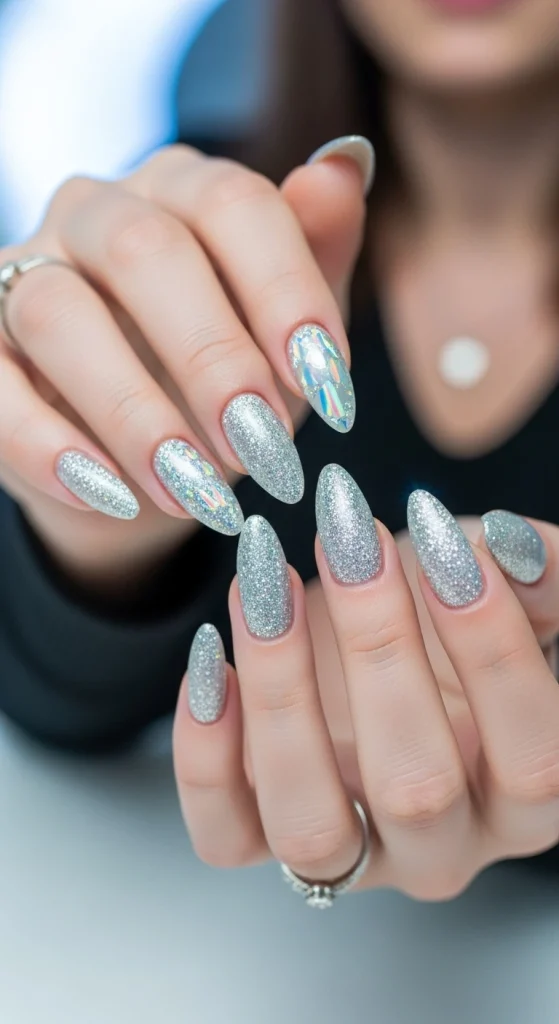 Icy Silver Glitter Accents