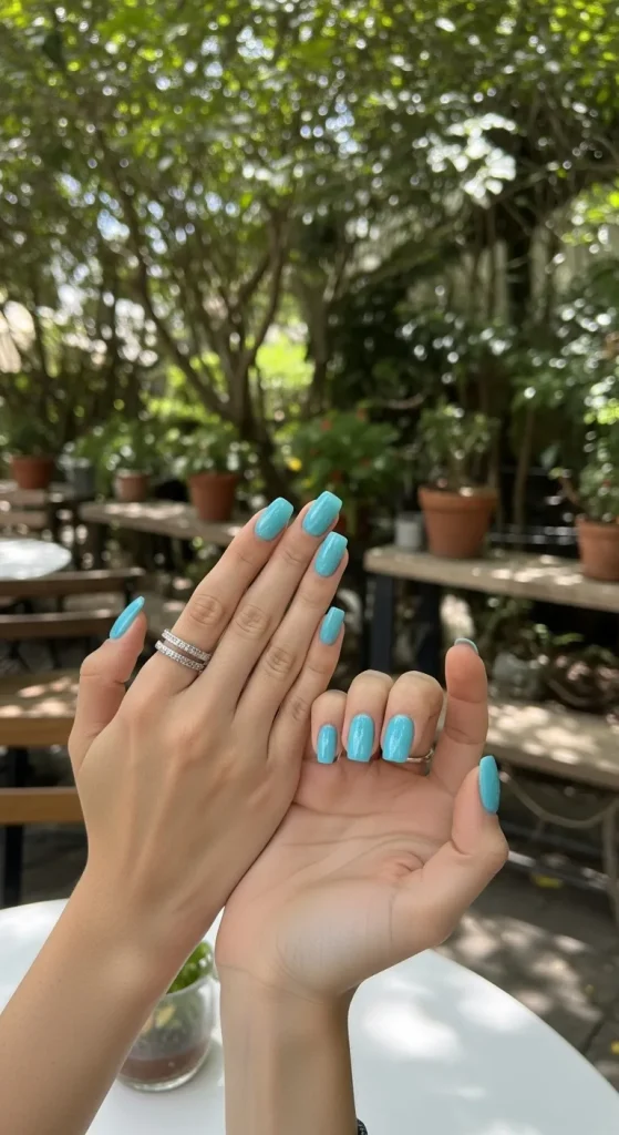 Jelly Tiffany Blue Nails