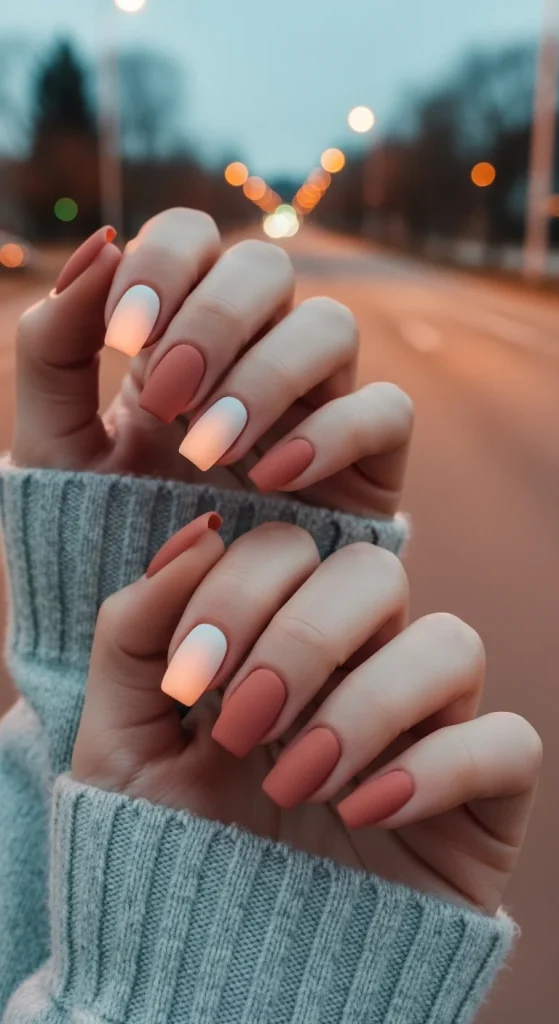 Matte Aura Nails – Cozy Texture with Gentle Glow