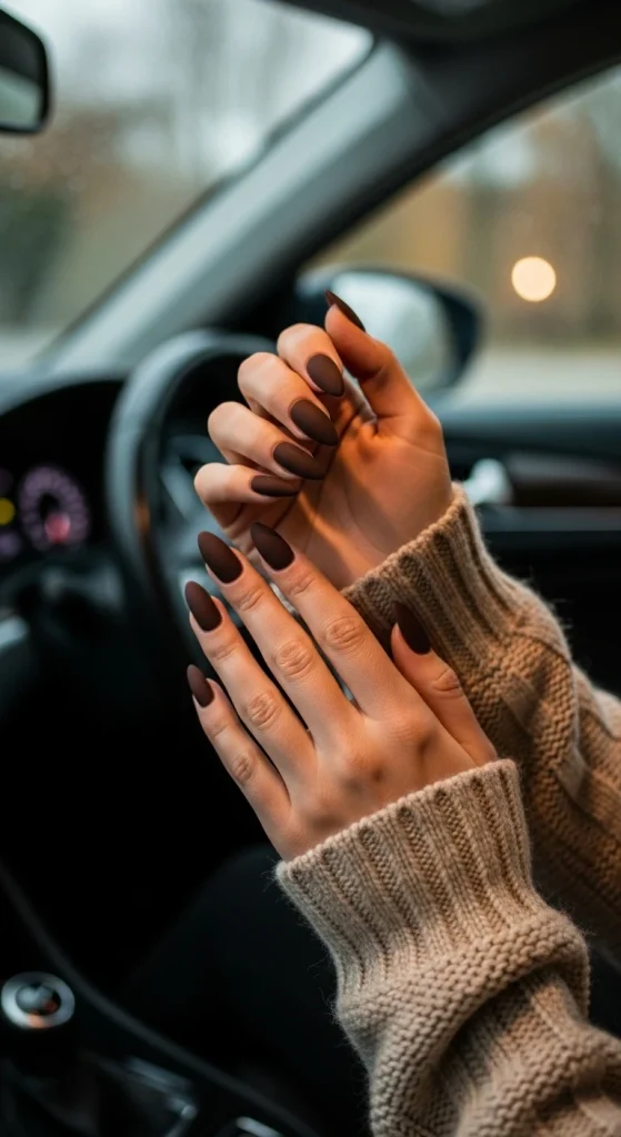 Matte Espresso Nails for Cozy Season Feels