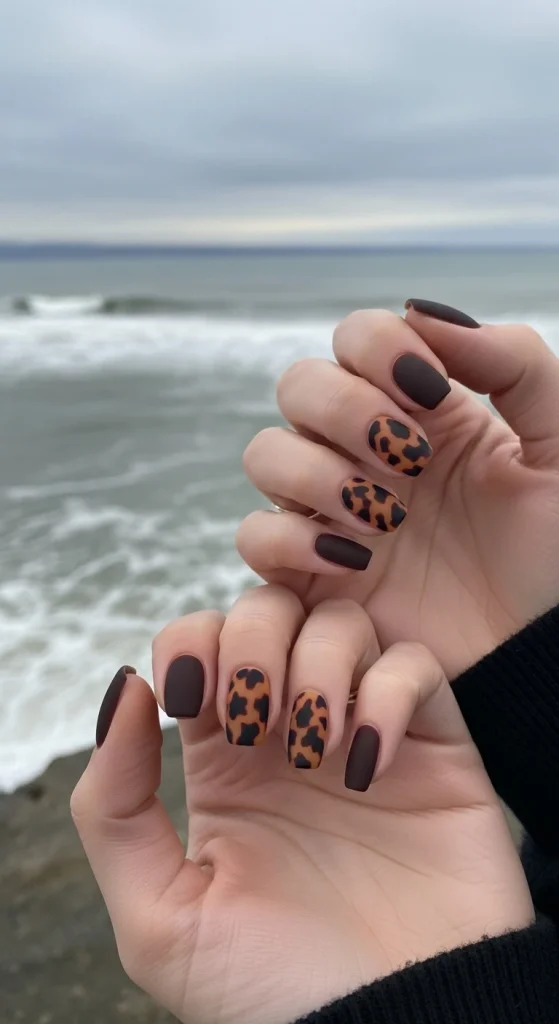 Matte Finish Tortoise Nails