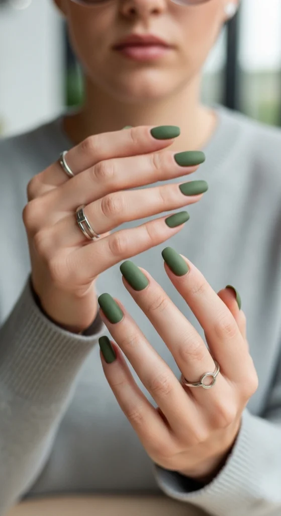 Matte Olive Green for a Chic Twist