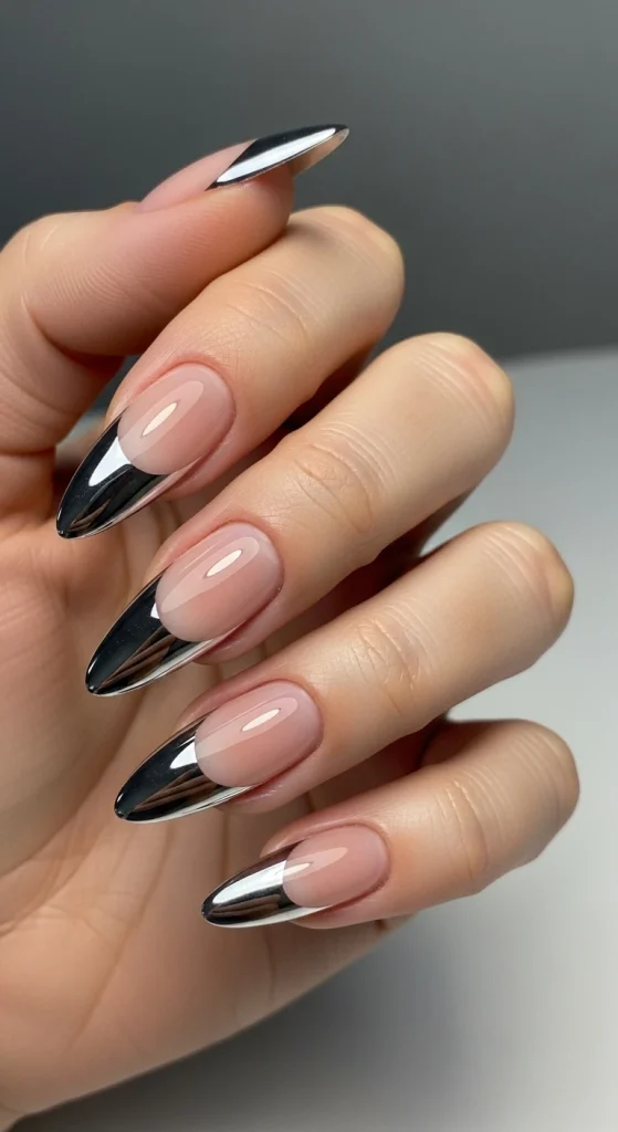 Metallic Edge French Tips