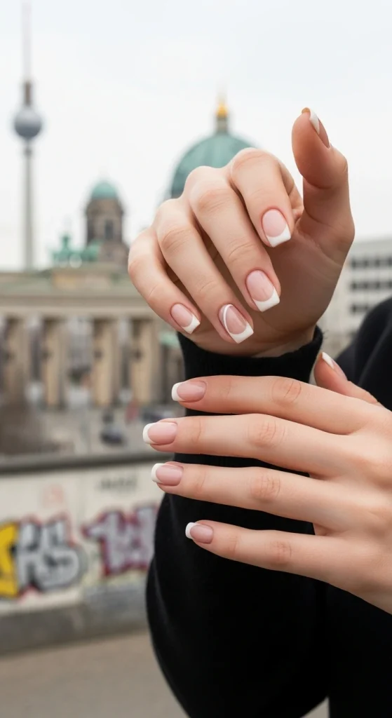 Minimal French Tip in Cream and Nude