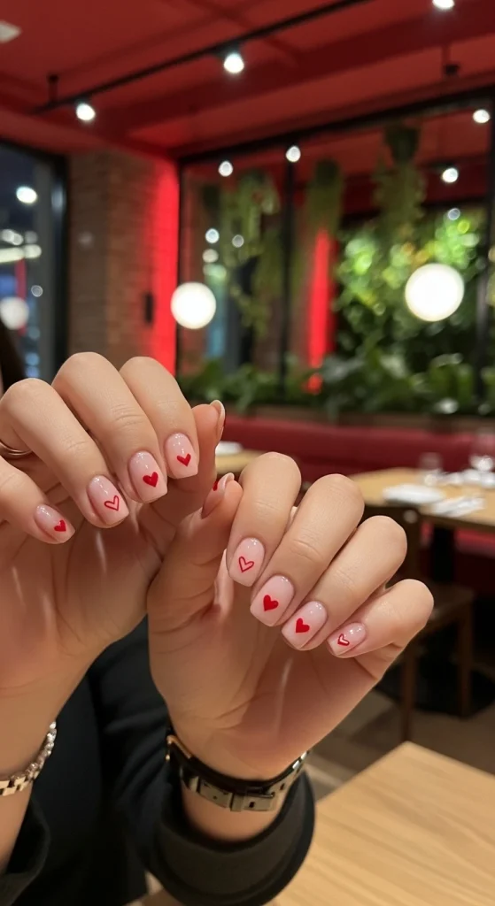 Minimal Heart Designs Nails