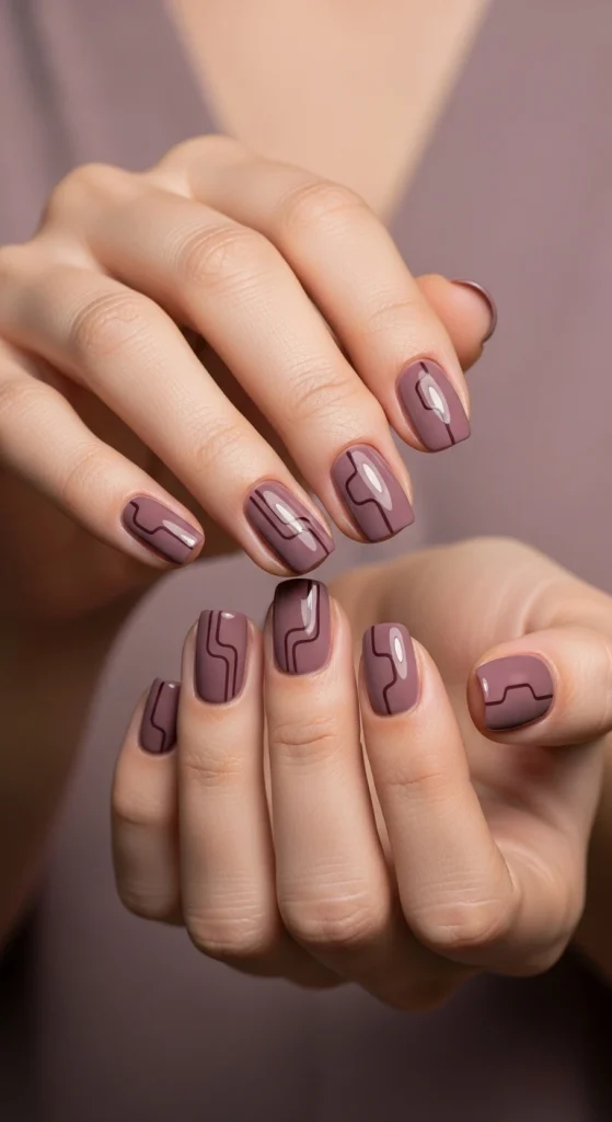 Minimal Line Art on Smoky Mauve