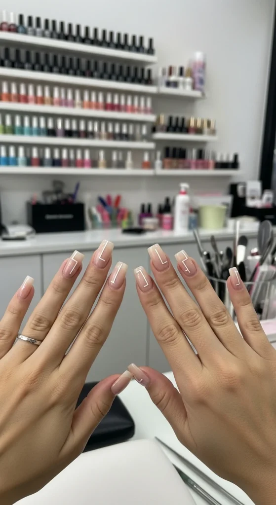 Minimal Nude Square Nails