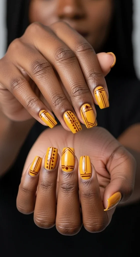 Mustard Yellow with Brown Detailing