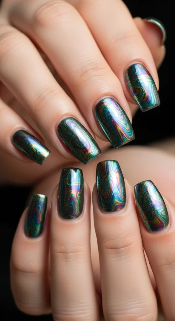 Oil Slick Nails for Multicolor Depth