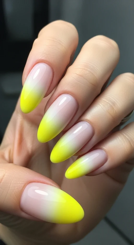 Ombre Yellow Tips with White Fade