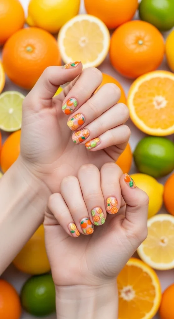 Orange Micro Fruit Nails