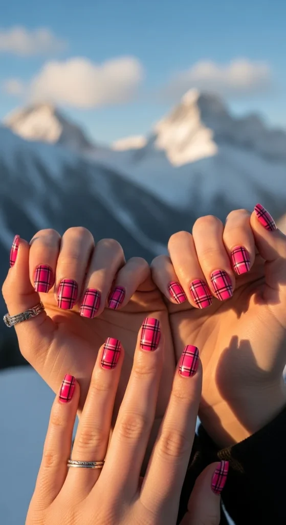 Pink Plaid with Glossy Accents