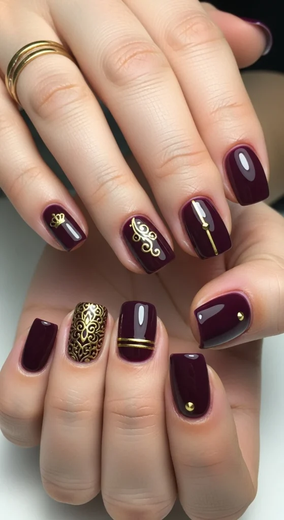 Plum Perfection Purple Nails with a Royal Twist