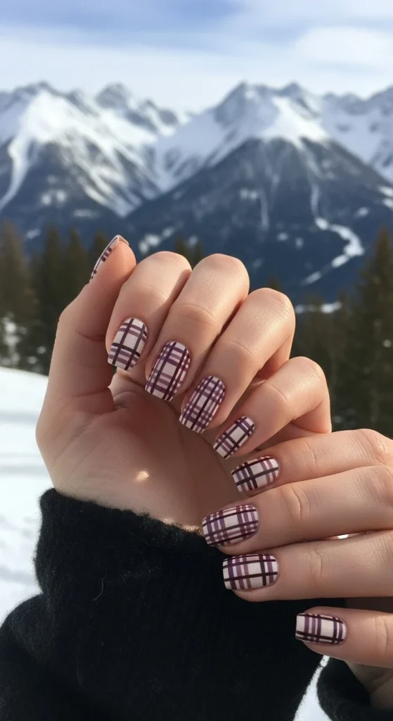 Plum and Cream Plaid Contrast