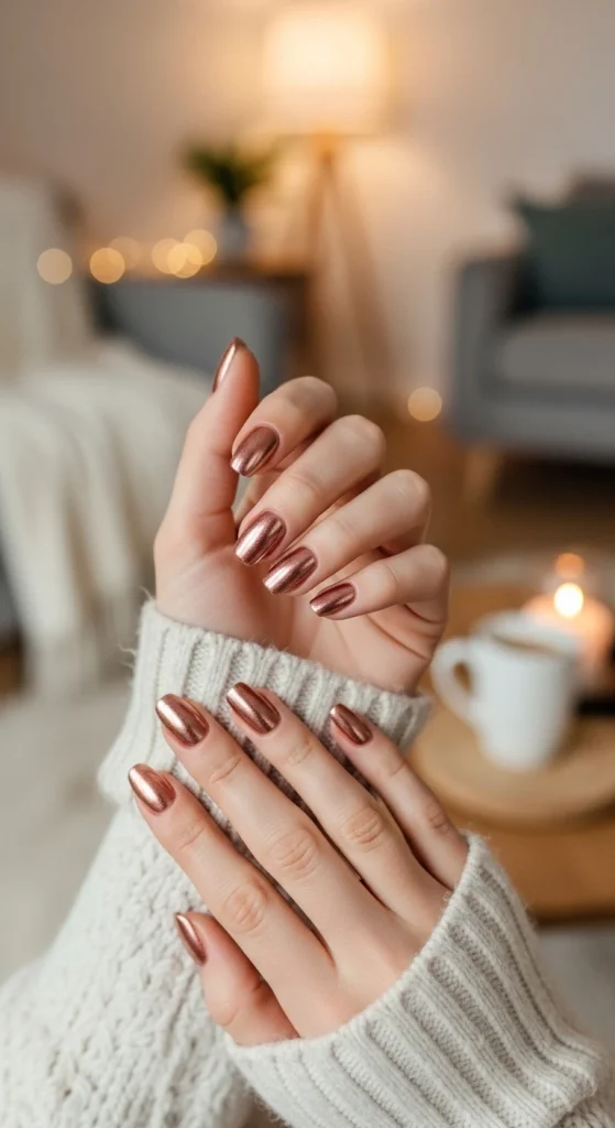 Rose Gold Glow Nails – Romantic and Radiant