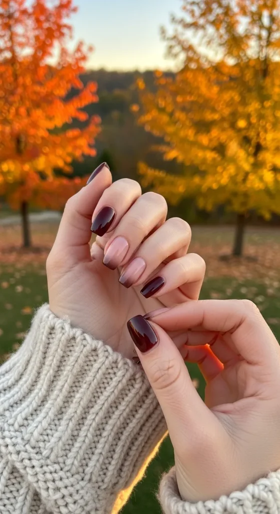 Rum Raisin and Nude Gradient Nails