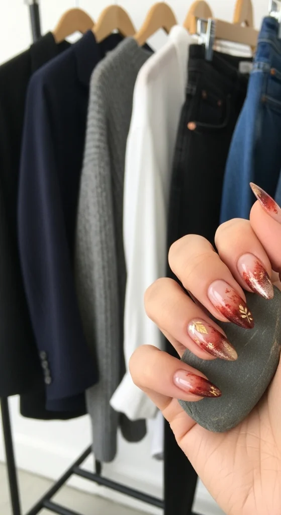 Rust Leaf Tip Nails
