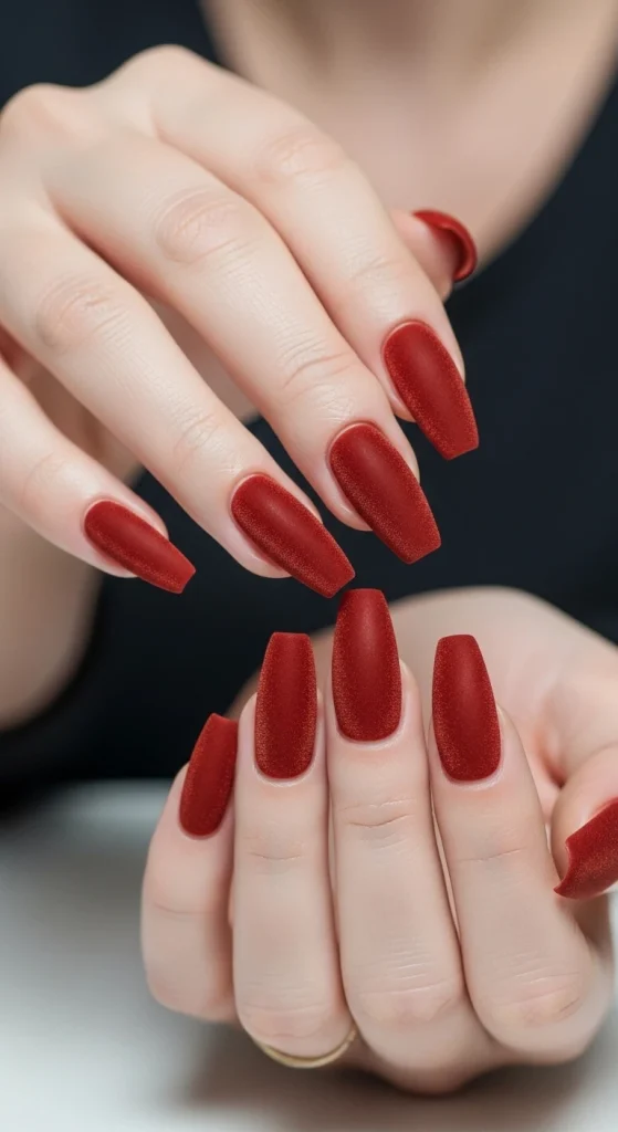 Rusty Red Velvet Nails