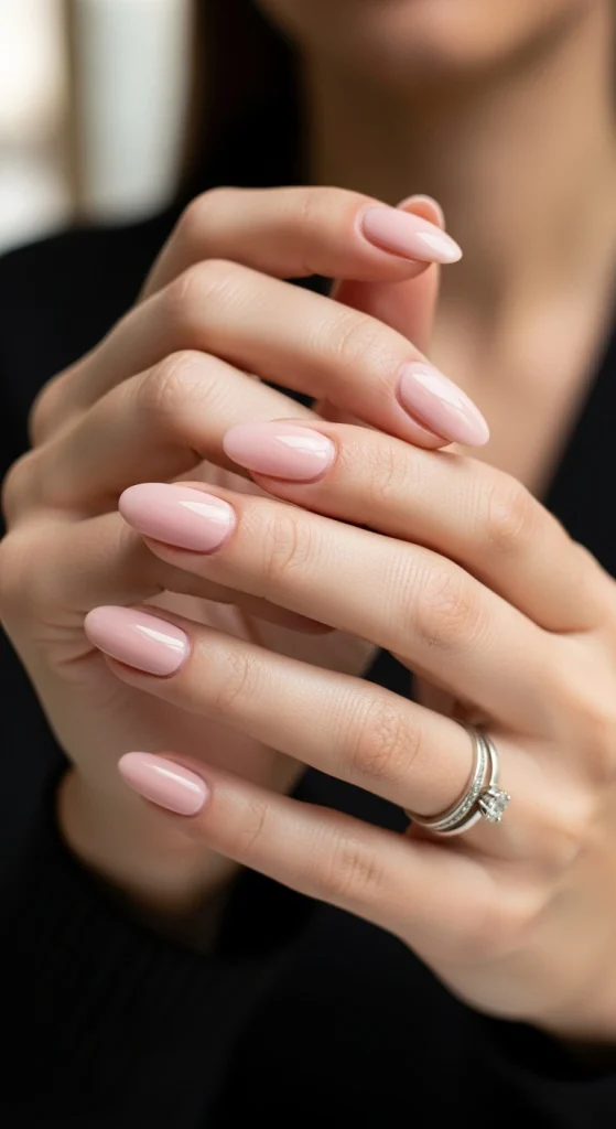 Short Almond Nails with Gloss FinishShort Almond Nails with Gloss Finish