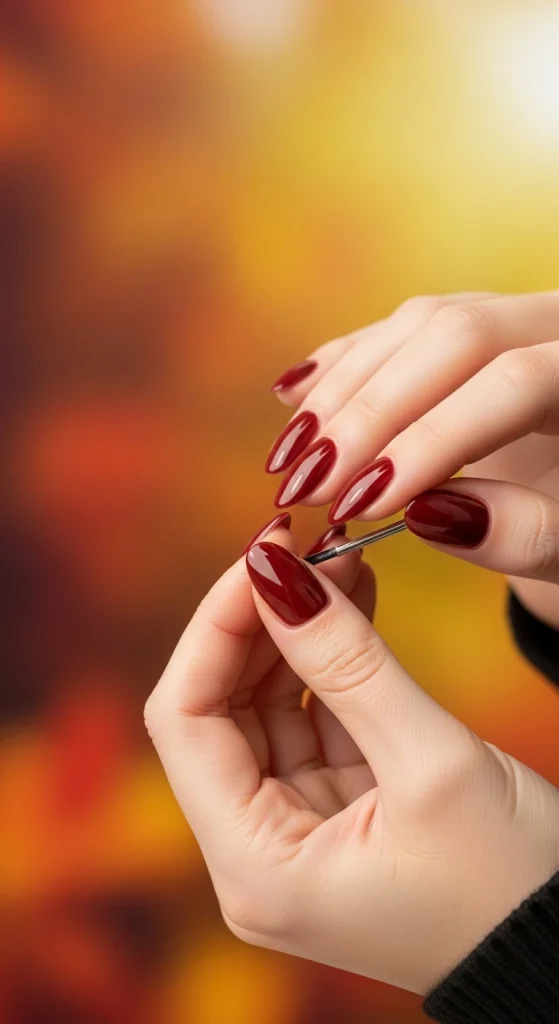 Short Rum Raisin Nails with a Gloss Finish