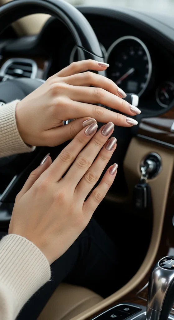 Short Shimmer Nails for Effortless Elegance