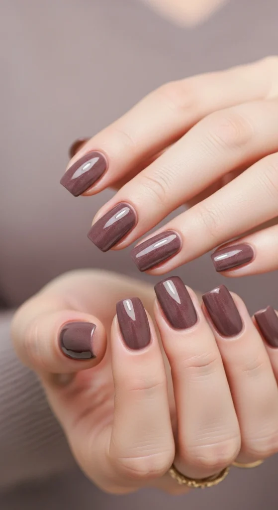 Short Square Smoky Mauve Nails