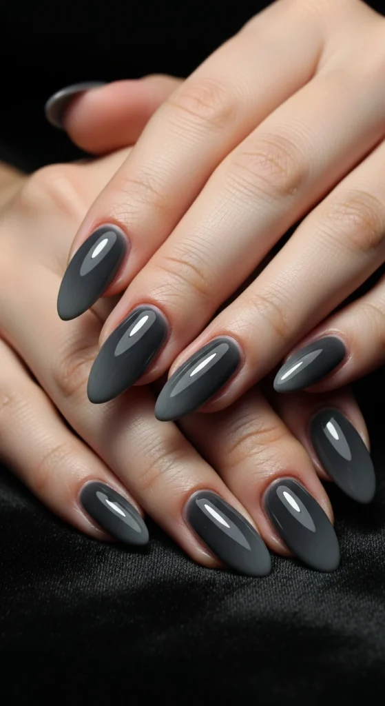 Smoky Gray Ombre Nails
