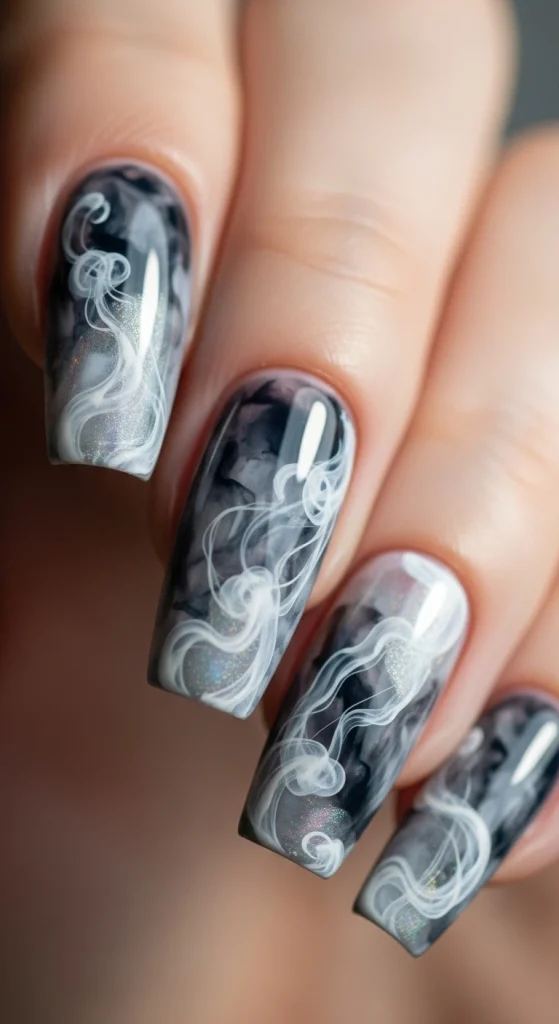 Smoky Marble Acrylics with Ghostly Whispers