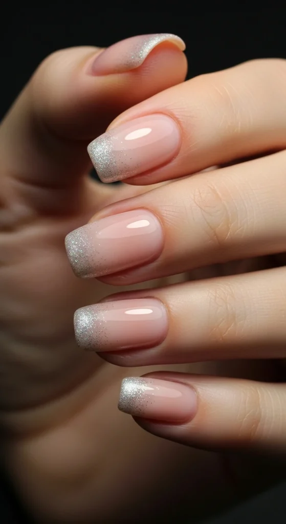 Soft Gradient with Glitter Tips