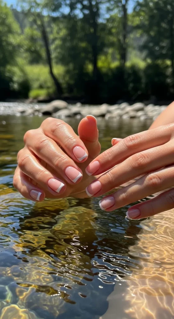 Soft Nude Micro French Tips nails