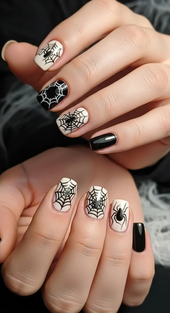 Spooky Spider Web Nails