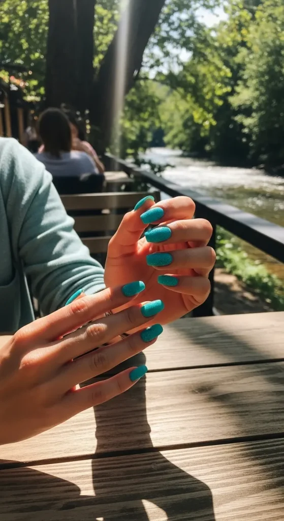Textured Tiffany Blue Nails