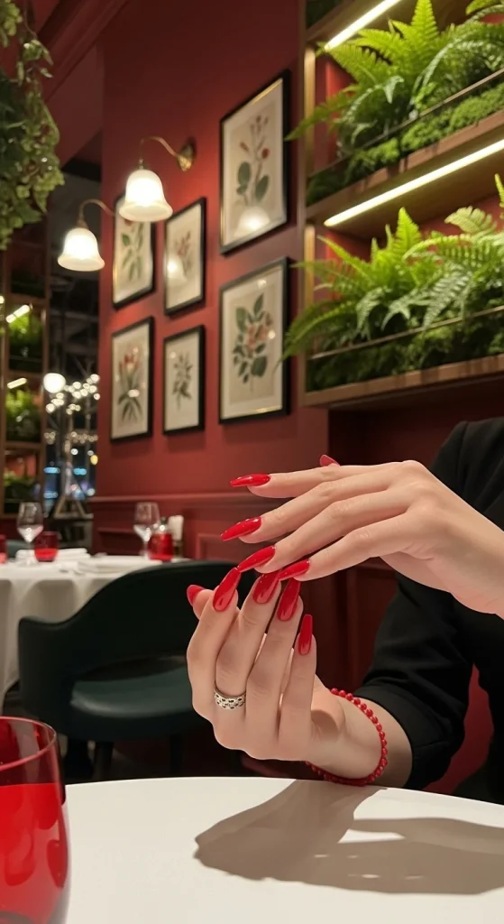 Timeless Red Shine Nails