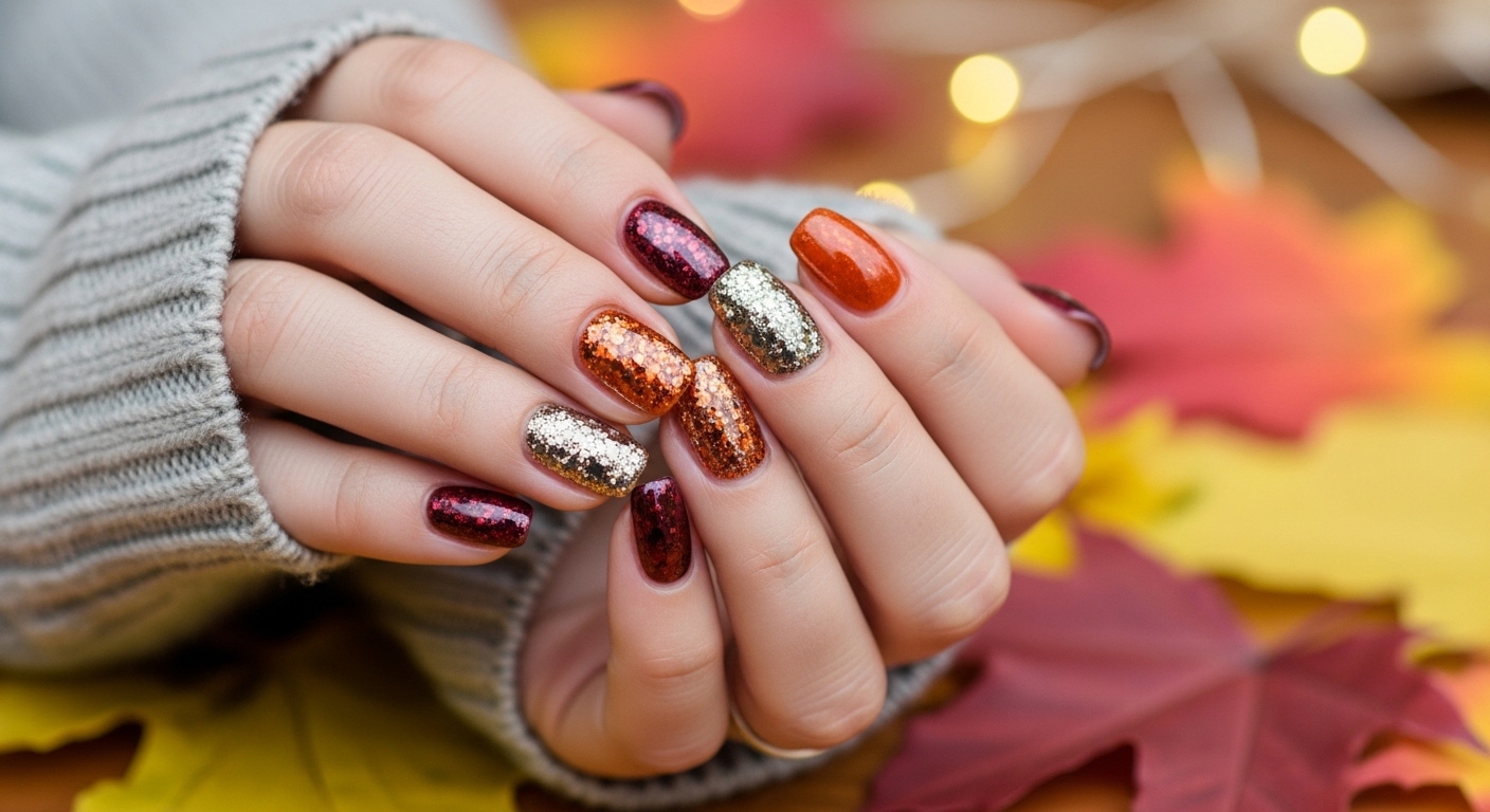 Trendy Fall 2025 Glitter Nails