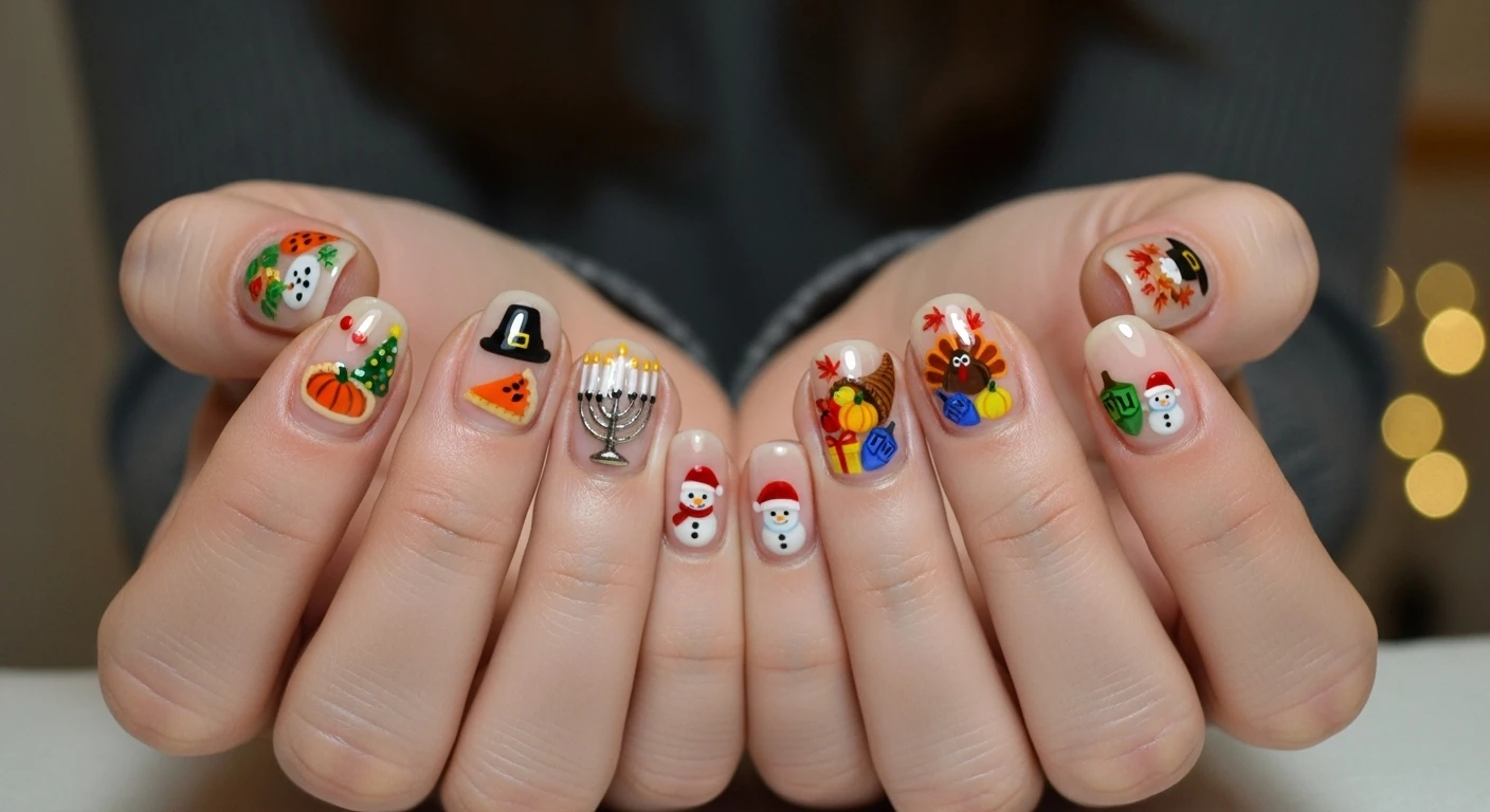 Turkey-Themed Thanksgiving Nails (2)