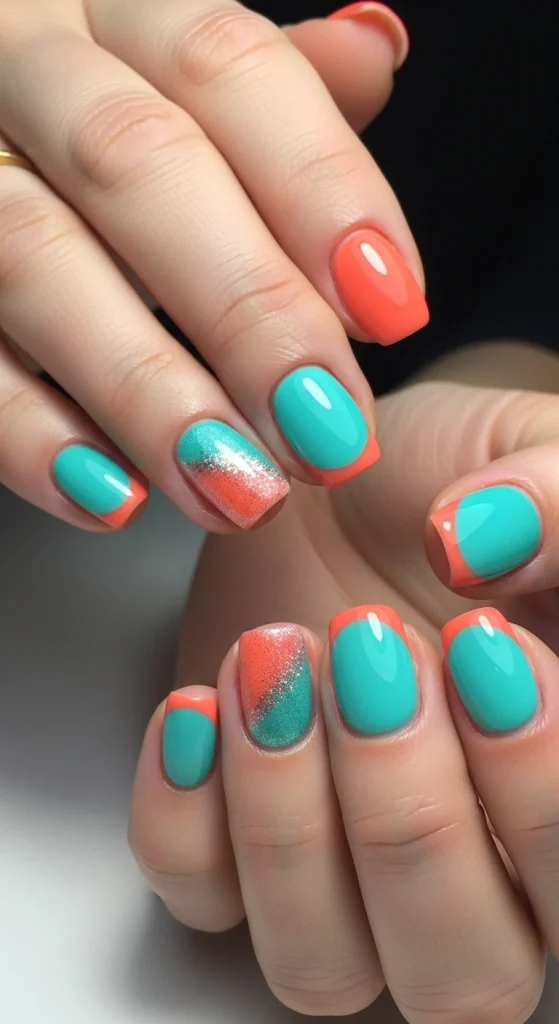 Turquoise and Coral Duo