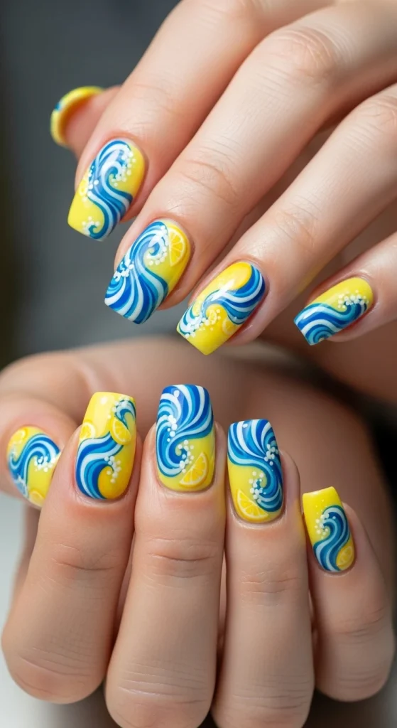 Abstract Lemon and Blue Waves