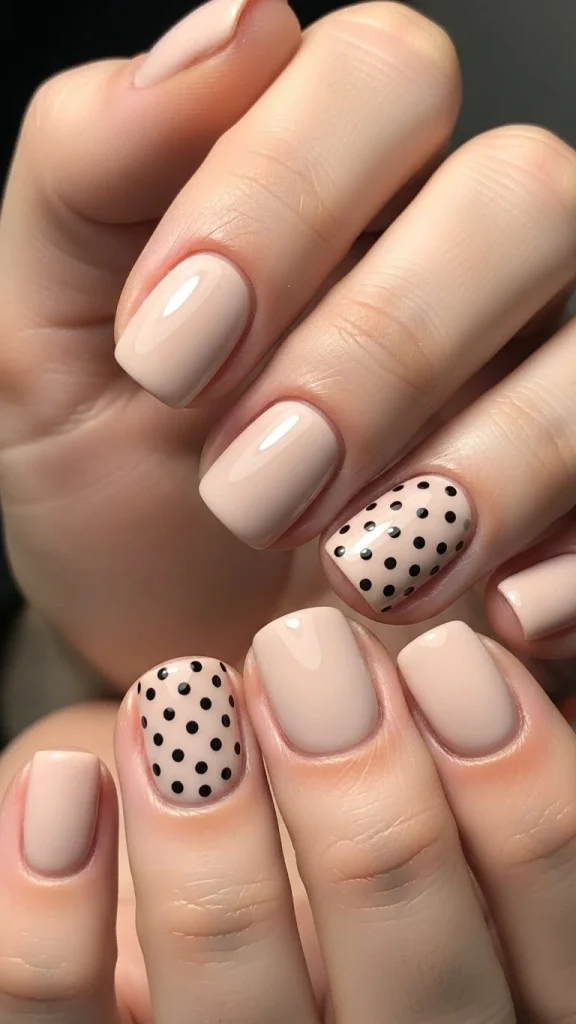 Accent-Only Polka Dot Nail for a Clean, Minimal Style