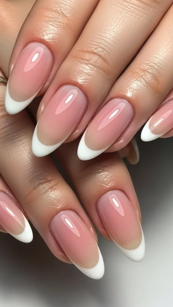 Almond Nails with Micro-French Tips