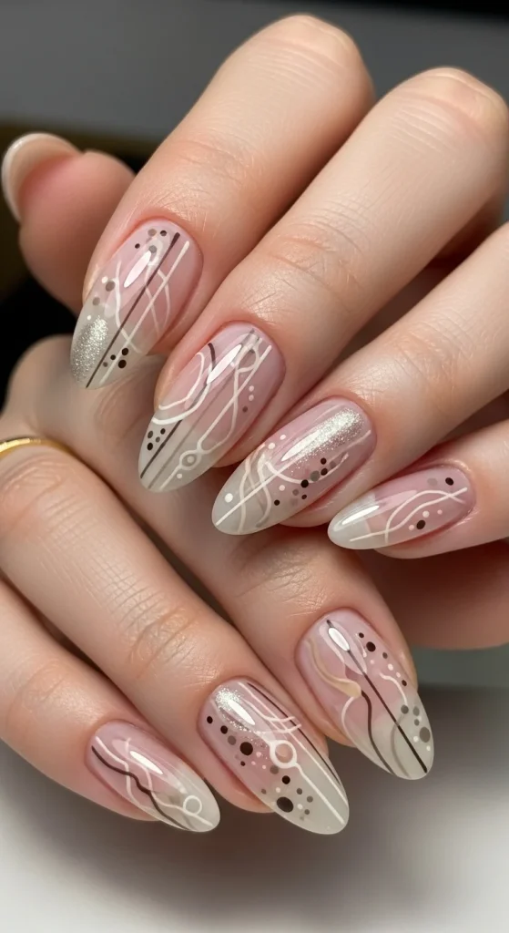 Almond-Shaped Neutrals With Sheer Pink Layers