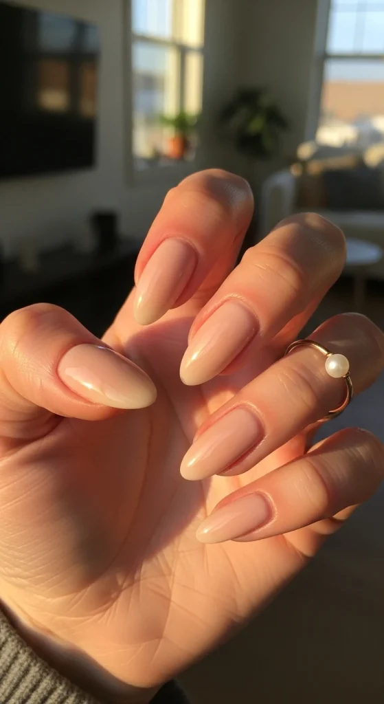 Almond-Shaped Nude Nails
