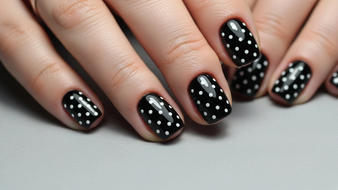 Black Polka Dot Nails