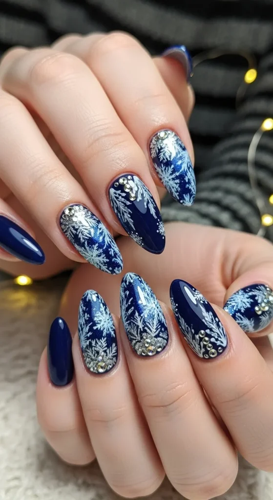Blue Frost Nail Art for a Cool & Stylish Winter Vibe