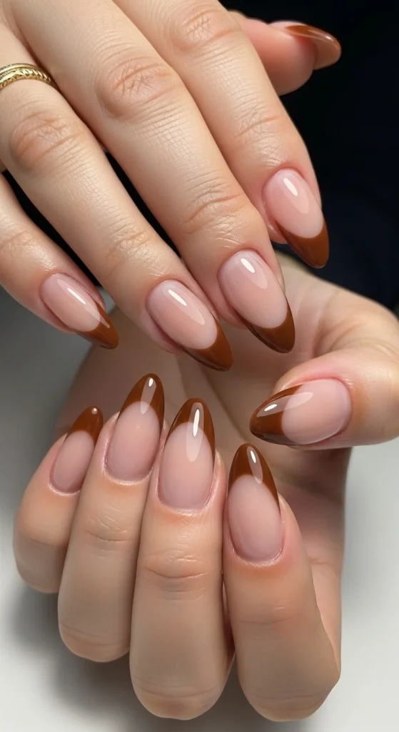 Brown French Tip Nails