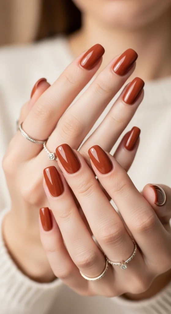 Burnt Sienna Accent Nails