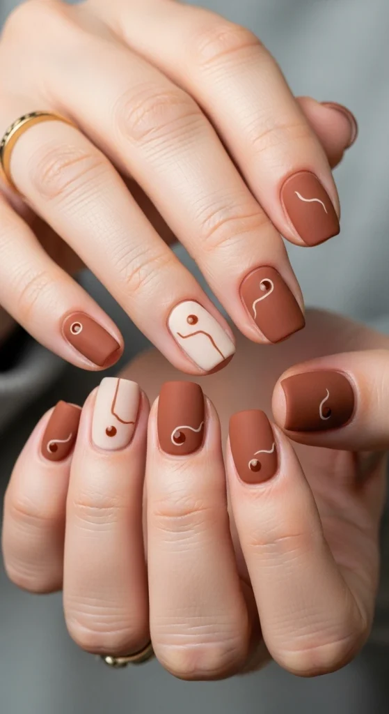 Chestnut Brown with Minimalist Art