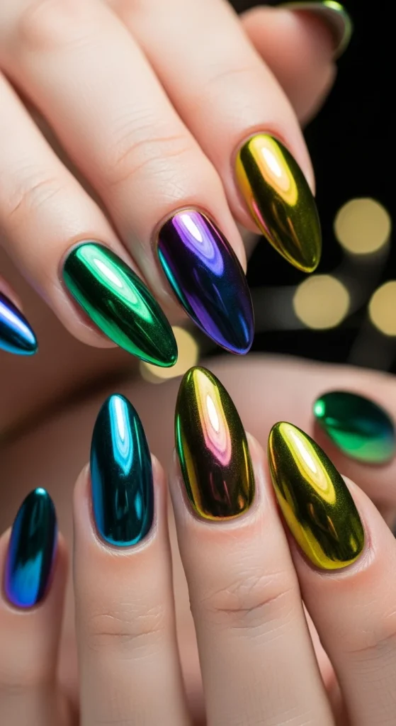 Chromatic Nails with Reflective Finishes