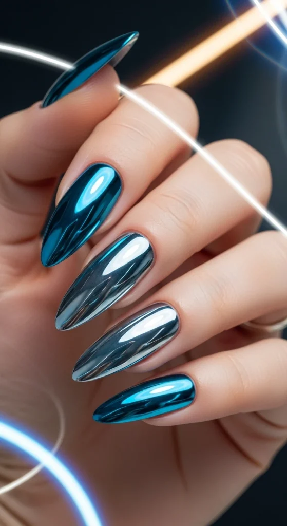 Chrome Ombre Modern Shine with a Futuristic Touch